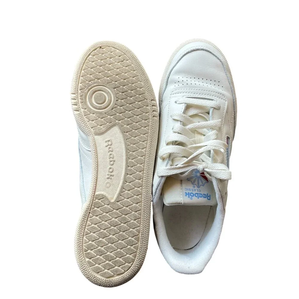 Reebok Club C 85 Vintage Sneakers – White with Blue Logo, Women’s 8 / Men's 6.5 - Picture 12 of 13